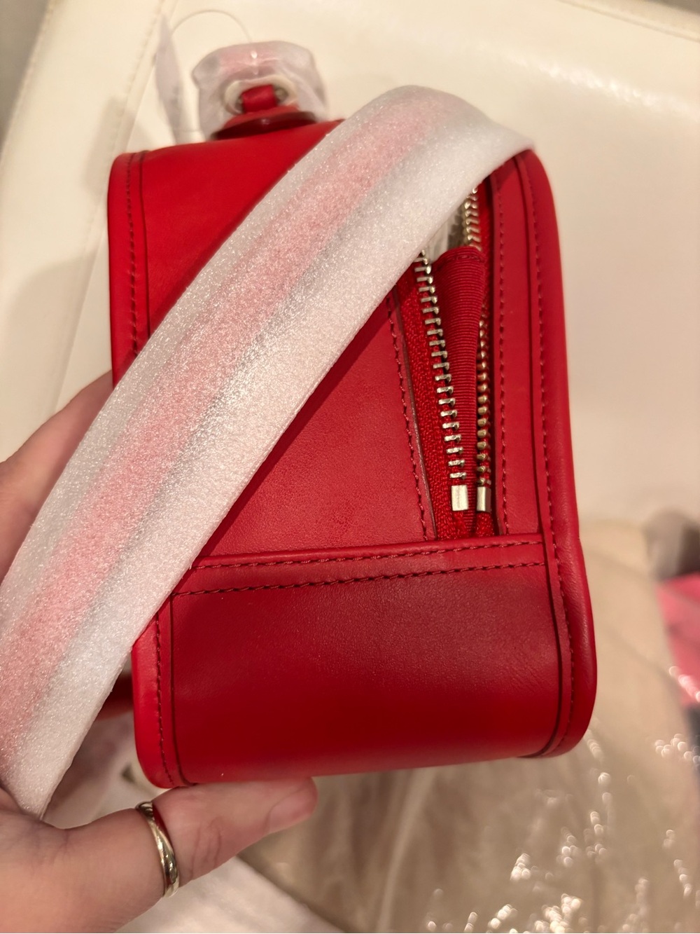 COACH Retro RE-EDITION Smooth Red Leather Lunch Pail Crossbody Bag NWT - Picture 7 of 16
